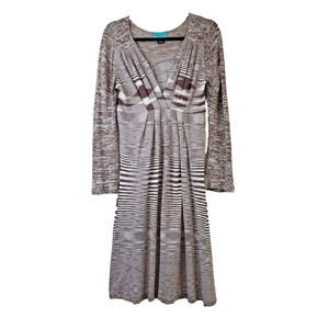 Stacia Dress Womens‎ Medium Knit Midi BAMBOO Brown V-neck Long Sleeve